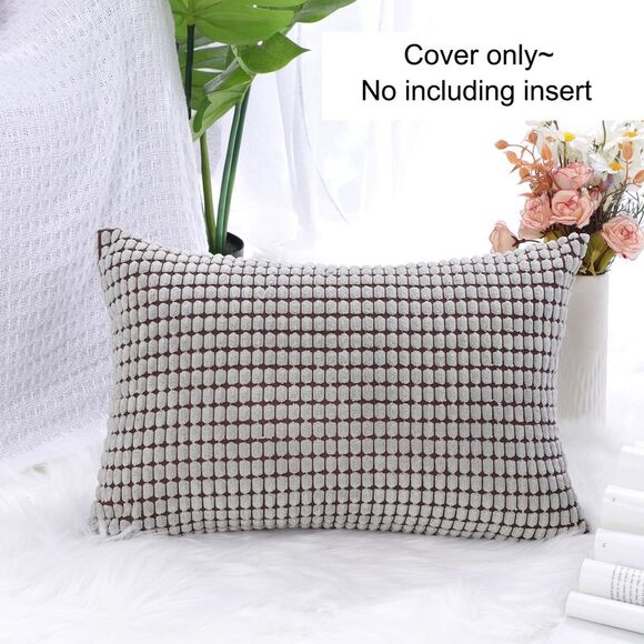 Soft Corduroy Throw Pillow Cover Sofa Cushion Cover 12" x 18" Pale Gray Brown - Picture 5 of 6